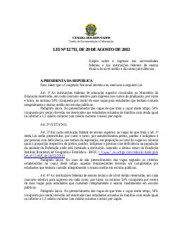 Lei de Cotas em Universidades e Institutos Federais
